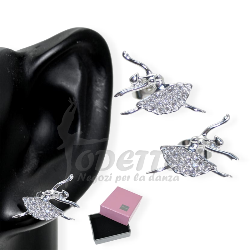 Rhodium-plated ballerina earrings