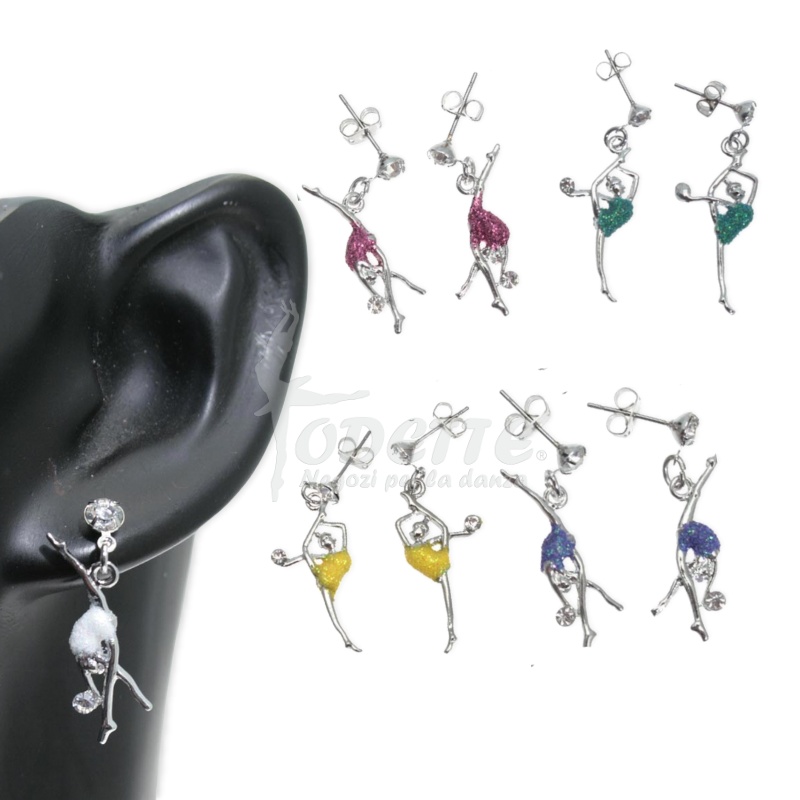 Earrings with gymnast pendant